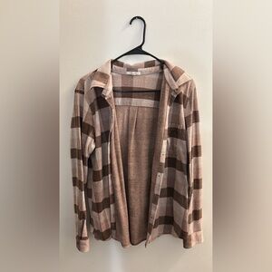Plaid Button Down Shirt - Brown